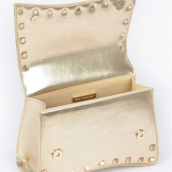 Metallic Faux Leather Studded Top Handle Clutch - Picture 2 of 3